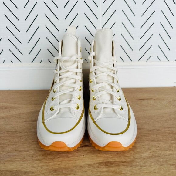 Converse Run Star Hike Hi Men Shoes Sz 6 Gold Embroidered Stars Platform A12900C - Picture 4 of 10